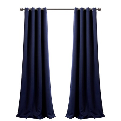 Navy Insulated Grommet Blackout Curtain Panels, Set of 2