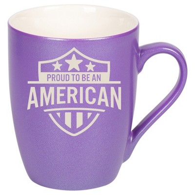 100 North United States 10 Ounce Passion Purple Metallic Finish, Comfortably Fits Your Hands, New Bone China Coffee Tea Cup Mug, Proud To Be An