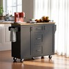 Kitchen Island Cart with Rubber Wood Top, Storage Drawers, Slide-Out Shelves, Spice Rack, Towel Rack, Internal Storage Rack, Mobile Kitchen Cart - 4 of 4