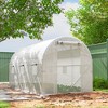 Outsunny 14.6'x6.5'x6.6' Hoop House Greenhouse with 2 Support Rods, Zippered Roll-up Mesh Door, Walk-in Tunnel Greenhouse with PE Cover - 2 of 4