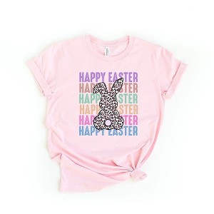 Simply Sage Market Women's Easter Stacked Leopard Bunny Short Sleeve Graphic Tee - 1 of 3
