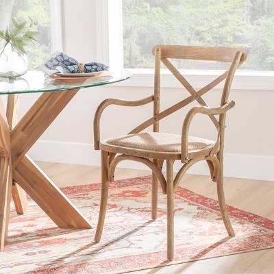 Helia Cross Back Traditional Chair Ash Gray/Natural - Linon