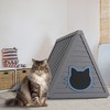 CAVINAS  Triangular Cat House, Dark Cozy Cave for 1-2 Adult Cats, Easy Assembly for Indoor & Outdoor Use,Gray - 2 of 4
