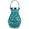 Northlight 13.5" Turquoise Woven Metal Hurricane Pillar Candle Lantern - 4 of 4