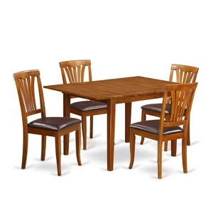 3-Piece Saddle Brown Finish Solid Wood Top - Dining Room Set - Seats 4 - 1 of 4