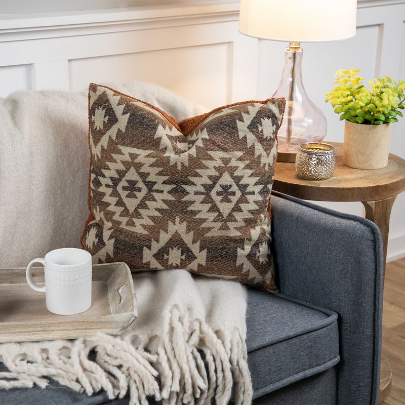 Northlight 15" Brown Southwestern Pattern Worsted Square Throw Pillow, 2 of 7