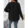 Women's Plus Size Ribbed Knit Shirt V-Neck Loose Fit Pullover Soft Brushed Cotton Blend Top - 3 of 4