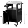Outdoor Grill Cart with Stainless Steel Top, Rolling Kitchen Island on Wheels with Storage, Patio Bar Cart with Hooks for Backyard Garden - 3 of 4