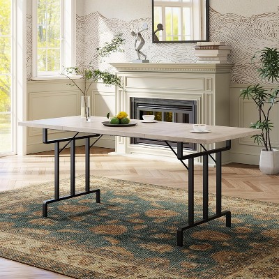 6-person Rectangular Wooden Kitchen Dining Table, 70.87", Retro Design, Suitable for Dining Room, Home Office, Living Room, Easy to Assemble
