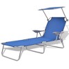 vidaXL Portable Sun Lounger with Canopy - Adjustable and Foldable - Powder-Coated Steel Frame and Fabric Cover - Blue - 2 of 4