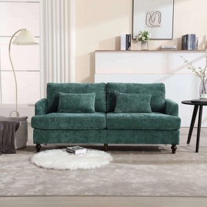 JOYRACER 69" Mid-Century Modern Loveseat Sofa with 2 Pillows, Upholstered 2-Seater Couch for Small Space Living Room Bedroom Reading - 1 of 4