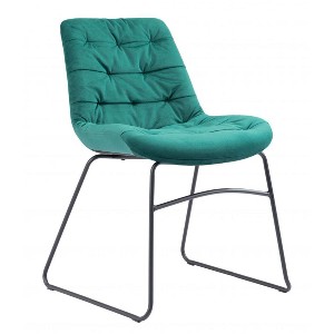 Dining Chair 31.1" H (Set of 2) in Green Velvet with Powder Coated Steel Legs by Zuo Modern - 1 of 4