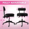 Pink Power Black Sewing Chair with Wheels and Adjustable Back Support - Ergonomic Hydraulic Armless Sewing Machine Chair for Crafting, Quilting - 4 of 4