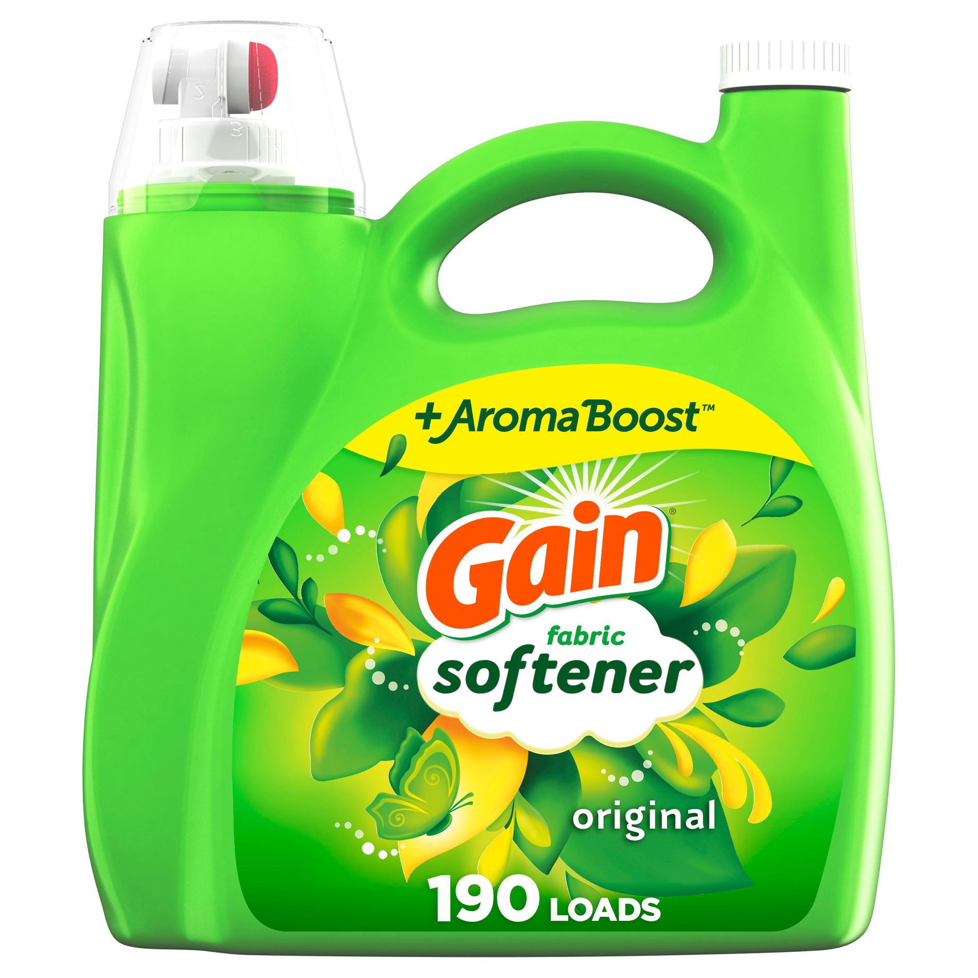 Gain Liquid Fabric Softener - Original Scent - 140 fl oz: Paraben-Free, Aluminum-Free, Bleach-Free, Spill-Resistant Lid