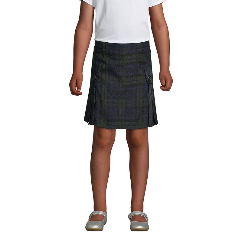 Lands' End School Uniform Kids Side Pleat Plaid Skort Above Knee, 3 of 4