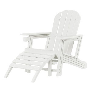 WestinTrends Azura No-Tools Outdoor HDPE Patio Adirondack Chair with Patio Ottoman, White - 1 of 4