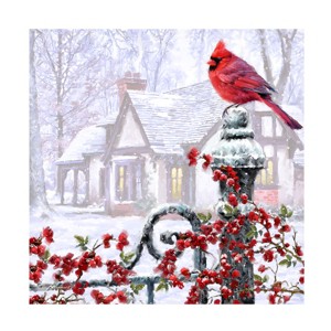 Trademark Fine Art -The Macneil Studio 'Cardinal on Gatepost' Canvas Art - 1 of 4