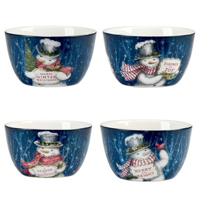 Certified International Set of 4 24oz Snowman Greetings Ice Cream Bowls, 2 of 4