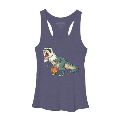Women's Design By Humans Trex Ghost Costume Design Funny Halloween Dinosaur By Threadlets Racerback Tank Top