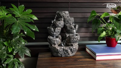 14" Gray Resin 5-Tier Cascading LED Waterfall Fountain