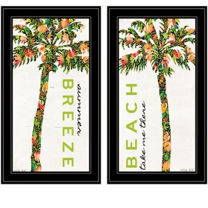 HomeRoots Set Of Two Summer Breeze Funky Palm Trees Black Framed Wall Art - 1 of 4