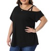 Women's Plus Size Criss Cross Off One Shoulder Short Sleeve Boat Neck Summer Casual Blouses - Agnes Orinda - 2 of 4