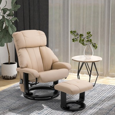 Grungis PU Leather Swivel Massage Chairs with Ottoman,Recliner Chairs with Massage Chairs0 Point Vibration Massage for Living Room