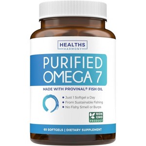 Purified Omega 7 Softgel Capsules, Provinal Sustainable Peruvian Anchovy Fish Oil Supplement, Health's Harmony, 30, 60 or 90ct - 1 of 4