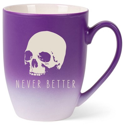 100 North Skull 10 Ounce Purple and White Two Toned Ombre, Comfortably Fits Your Hands, Ceramic Tea Coffee Cup Mug, Never Better