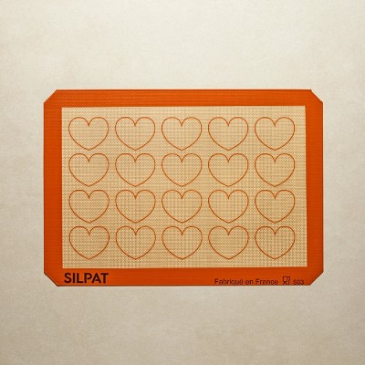 Silpat #1 Non-Stick Baking Mat for Bread, Handcrafted France 1965, Trusted by Chefs, Certified Food Safe (20 Hearts Half Size)