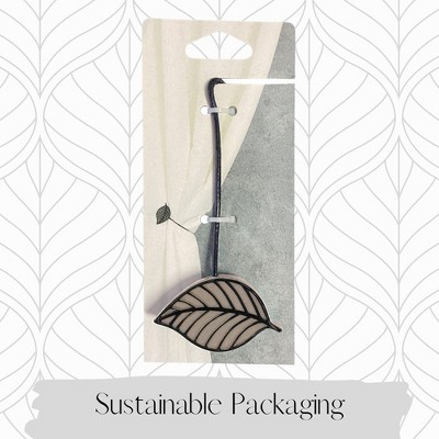 Taupe Leaf Motif Resin Magnetic Curtain Tiebacks, Set of 2