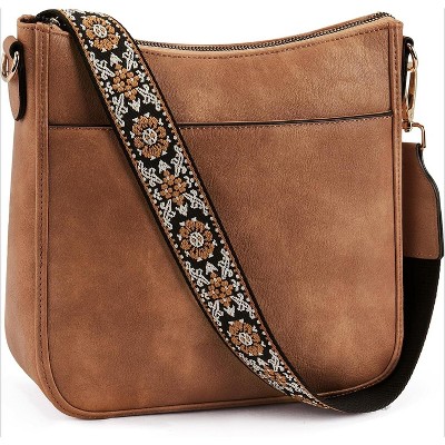 Crossbody Bags for Women Trendy Vegan Leather Hobo Purses Shoulder Handbags With Wide Shoulder Strap