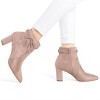 Allegra K Women's Pointed Toe Block Heel Zipper Ankle Boots - 2 of 4