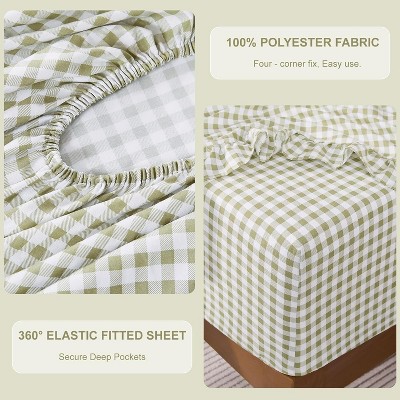 Der Rose BALHAM TRADE-Gingham Queen Sheet Set, Lightweight Super Soft Brushed Microfiber Plaid Bed Sheets Yellow Queen (90" x 98") — фото 4