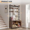 Hall Tree with Bench and Shoe Storage, 36.41" Entryway Bench with Coat Rack Freestanding, Industrial Freestanding Coat Rack with Shoe Storage - 3 of 4