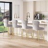 Black Bar Stools Set of 2 Velvet Counter Height Bar Stools with Metal Legs Button Tufted and Nailheads Trim Wing-Back Bar Chairs - 3 of 4