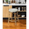 HomeRoots 24" Black and White and Natural Heavy Duty Plastic and Rattan Backless Counter Height Bar Chair - 2 of 4