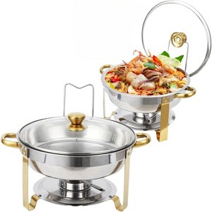 Chafing Dishes for Buffet, 5QT Buffet Servers and Warmers Set, Stainless Steel Round Chafer Set with Glass Lid & Lid Holder - 1 of 4