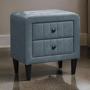 Royal Hampton Nightstand, 2 Drawer, 22 Inch Slate Gray Brushed Linen Upholstery - 1 of 4