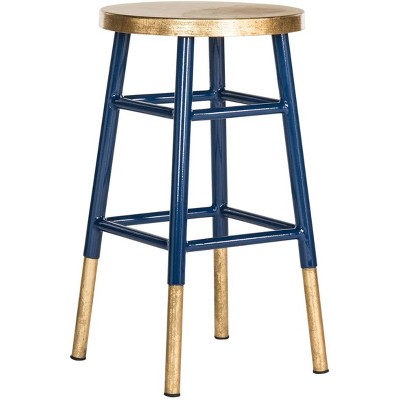 Navy and Gold Backless Metal Counter Stool