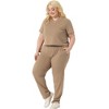 Agnes Orinda Women's Plus Size 2Pcs Sports Short Sleeve Comfy Knit Tracksuit Sets - 3 of 4