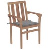 vidaXL Set of 8 Teak Wood Stackable Patio Chairs with Gray Cushions - Durable Garden/Outdoor Seating - 3 of 4