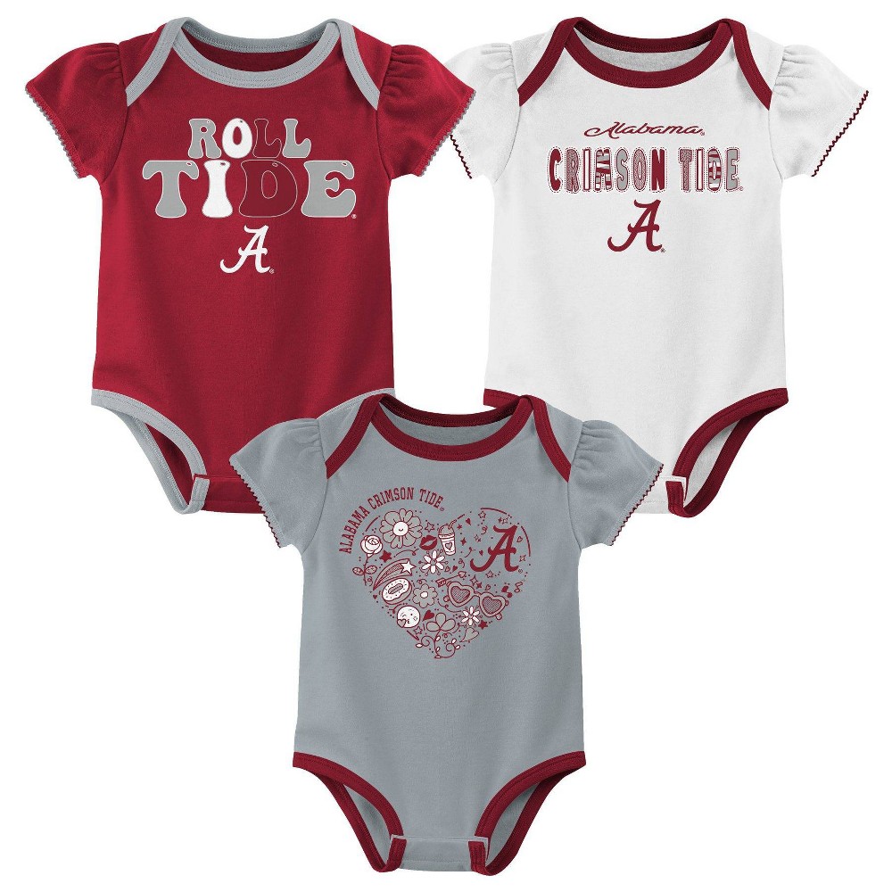 NCAA Alabama Crimson Tide Infant Girls 3pk Bodysuit