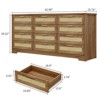 12 Drawer Dresser for Bedroom, Modern Farmhouse Rattan Chest of Drawers with Handles, Wood Dresser for Closet - 3 of 4