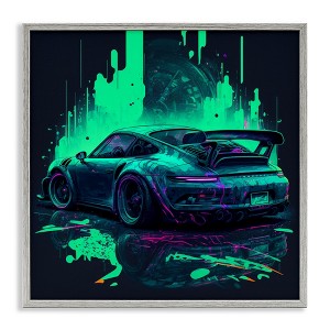 Stupell Industries Urban Sports Car Neon Graffiti Framed Giclee Art - 1 of 4
