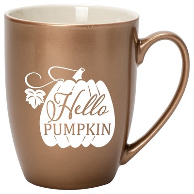 Elanze Designs Hello Pumpkin Bronze 10 ounce New Bone China Coffee Cup Mug
