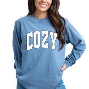 Cozy Worn Varsity - Women's Garment Dyed Long Sleeve - 1 of 4
