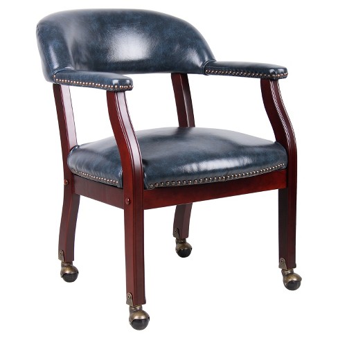 Captain s Chair with Casters Blue Boss Office Products