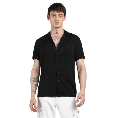 Campus Sutra Men Men's Onyx Black Creased Shirt