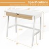 Costway Computer Desk Wooden Workstation Vanity Table w/ 1 Drawer & Rubber Wood Legs - 3 of 4